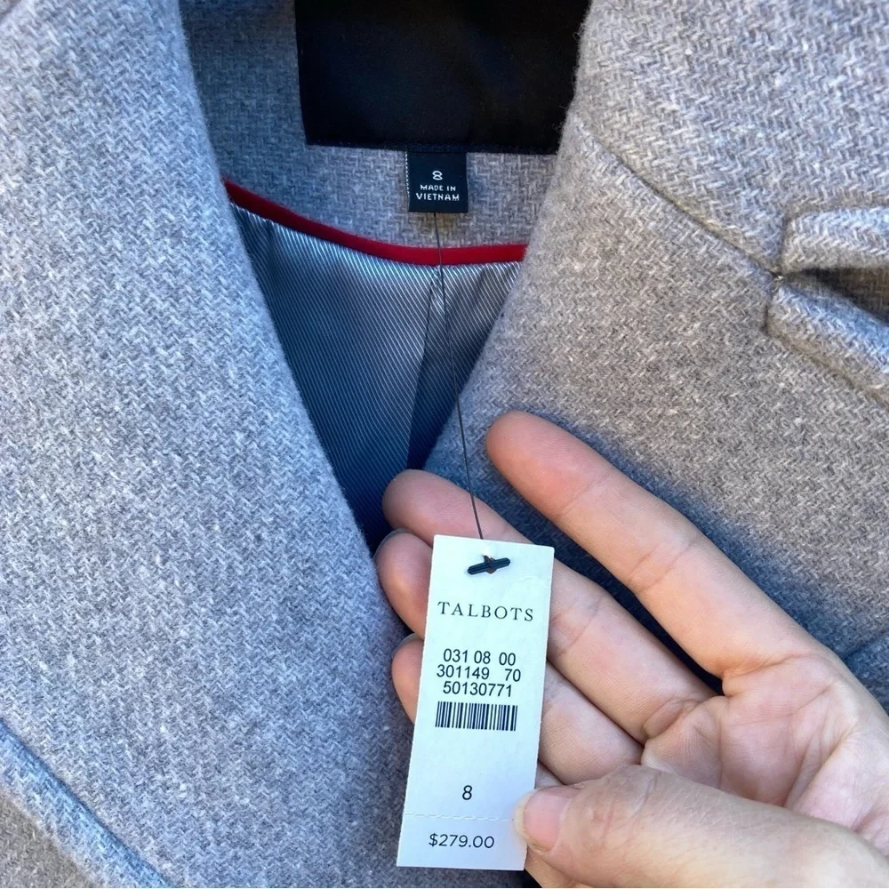 NWT Talbots light Grey Womens Double Breasted Pea Coat size 8 medium - Picture 12 of 14